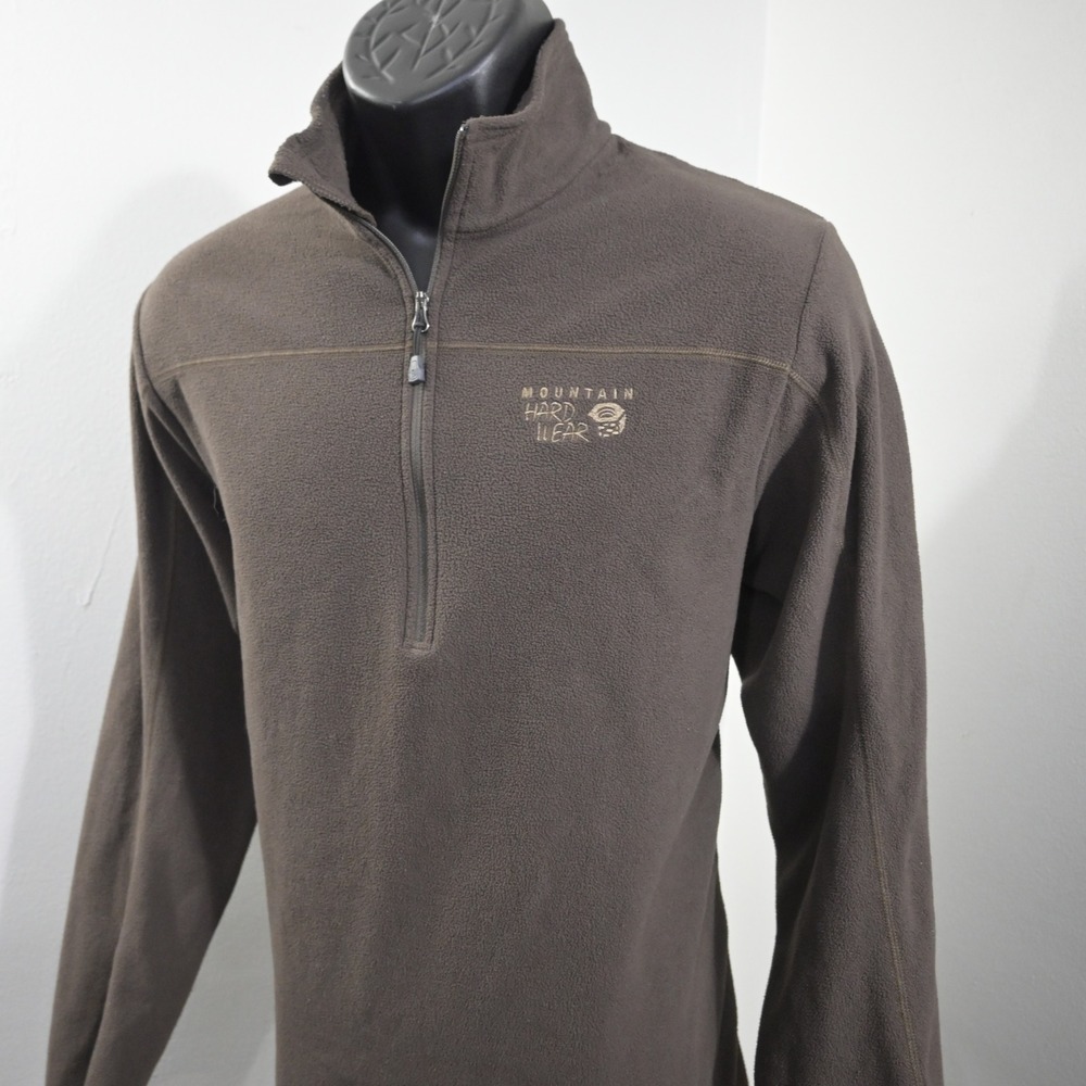 Mountain Hardwear Fleece Quarter Zip Pullover Mens Large Brown Microfleece Logo